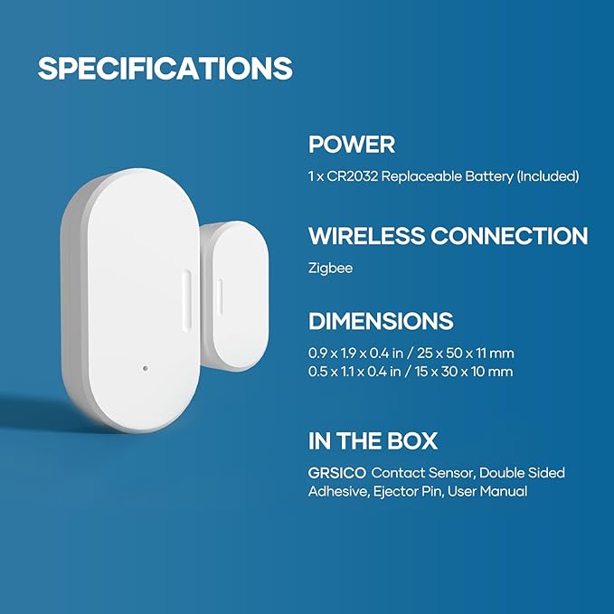 Zigbee Door Sensor 2 Pack, Mini Smart Door Sensor, Home Automation, Kid Safety, Compatible with SmartThings, Alexa, Home Assistant, Aeotec, Hubitat, Homey with Build-in Zigbee Hub, Hub Required