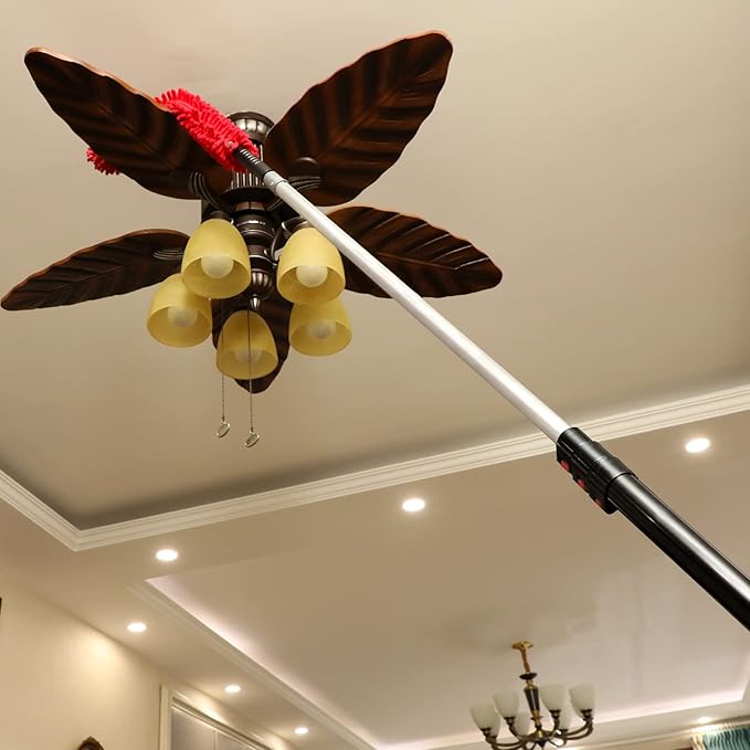 30 Foot High Reach Dusting Kit with 6-24 Foot Extension Pole // High Ceiling and Cobweb Duster with Telescopic Pole // Microfiber and Outdoor & Indoor Extendable Duster Cleaning Kit
