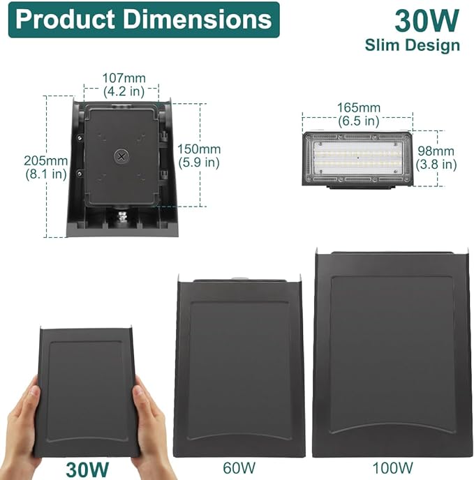 kadision 30W LED Wall Pack Light with Dusk-to-Dawn Photocell, 0-90° Adjustable Full Cutoff Outdoor Wall Light for House Yard Garage, 3900lm 5000K Daylight 100-277V ETL Listed