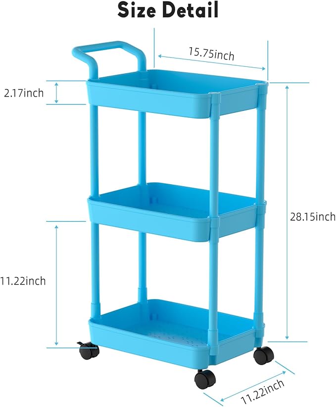 Volnamal Diaper Caddy, 3 Tier Rolling Cart - Image 3