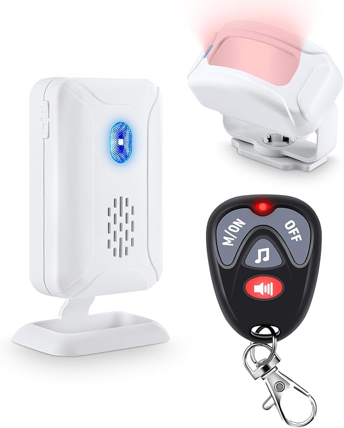 KCMYTONER Wireless Motion Sensor Detector Security Alarm Chime, Motion Sensor Doorbell, Door Chime for Business Entry, Shop Store Office Home Front Door Entry, 1 Receiver 1 Motion Sensor 1 Remote
