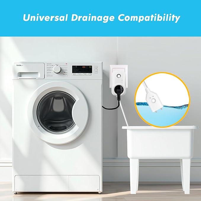 Brezoo Smart Overflow Detection Sensor - Water Overflow Alarm with Real-Time Alerts for Home, Office & Basement Protection