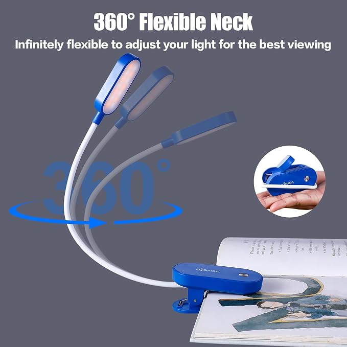 VAVOFO Rechargeable Book Light, 14 LEDs Eye Care Clip On Amber Reading Light - Image 7