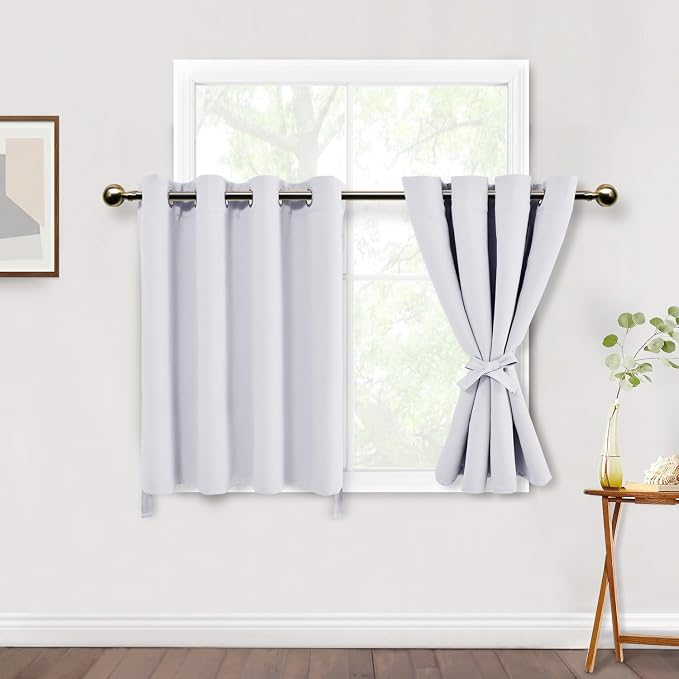 DWCN Short Blackout Curtains – 52x36 Inch 2 Panels Greyish White, Thermal by DWCN