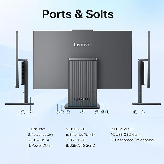 Lenovo IdeaCentre Business All-in-One PC, 27" FHD 100Hz Display, AMD Ryzen 7 8845HS, 16GB DDR5 RAM, 1TB SSD, Wi-Fi 6, Win11 Home, Wireless KB & M, Copilot-Ready, Bundle with Adata UC310 64GB