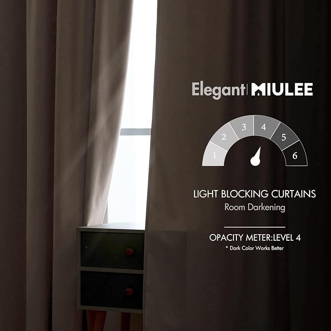 MIULEE Velvet Curtains 52x90 inches 2 Panels Cream Beige Blackout Curtains | - Image 5