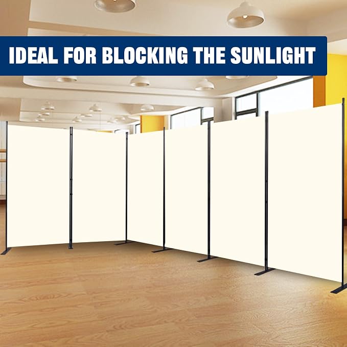 Room Divider 6 Panel-204''Wide, 6FT Room Dividers and Folding Privacy Screen | - Image 7