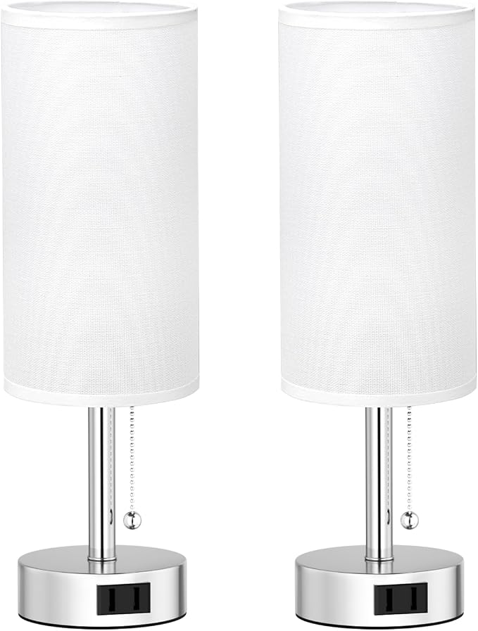 Silver Bedside Table Lamps Set of 2 - Image 8