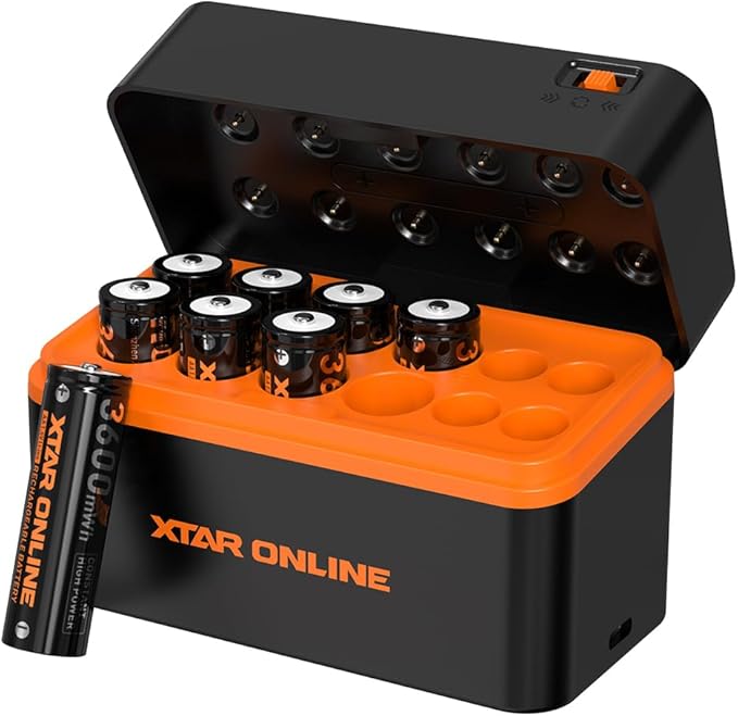 XTAR Rechargeable aa Batteries and Charger 8Pack 3600mwh pilas recargables aa LC12 1.5V AA AAA Battery Charger Kit (Charger+8AA)