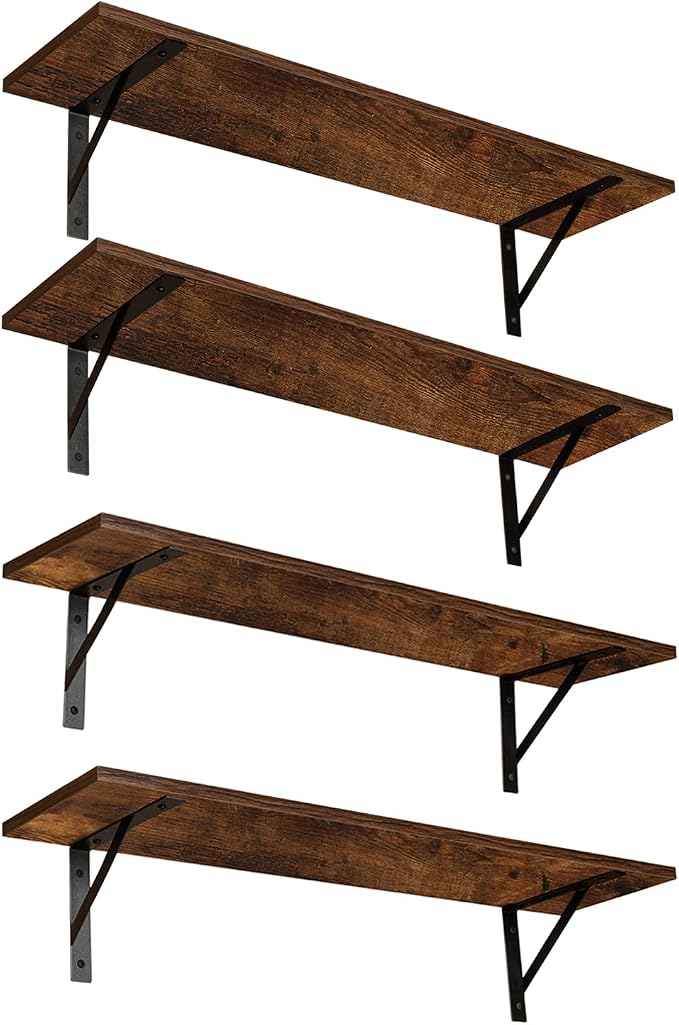 Long Wall Shelves, 39.4Inch Wooden Wall Mounted Shelves, Easy Assembly by DINZILVJ