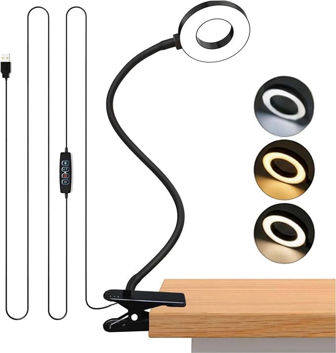 LED Desk Lamp with Clamp, Clip on Book Light by Unknown