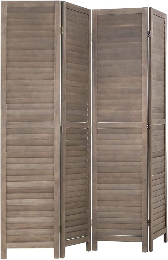 4 Panel Wood Room Divider 5.75 Ft Tall Privacy Wall Divider 68.9" x 15.75" Each by FDW