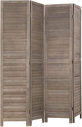 4 Panel Wood Room Divider 5.75 Ft Tall Privacy Wall Divider 68.9" x 15.75" Each by FDW