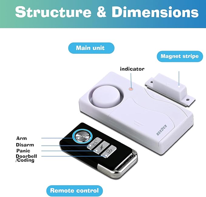 HENDUN Upgraded Door Alarm for Home Security,Pool Alarm for Kids Safety, House Security Sensor,Door Chime with Delay,Wireless Doorbell Ring When Opened (2 Pack)