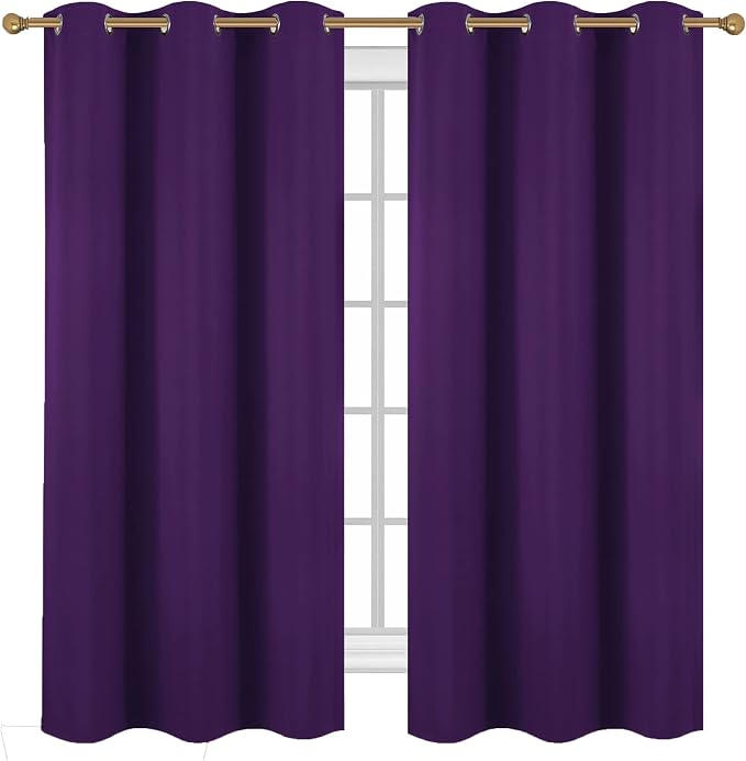 Diraysid Purple Grommet Blackout Curtains - Image 2