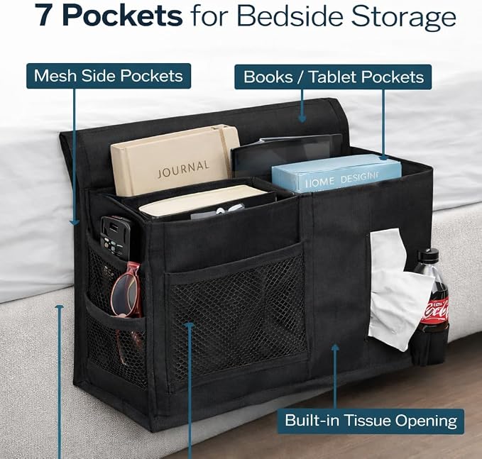 Dependable Industries inc. Essentials 7 Pocket Bedside Caddy Organizer - Image 5
