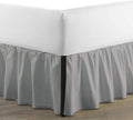 SKY BEDDINGS - King Size Ruffled Bed Skirt with Split Corners - 16 Inch Drop Dust Ruffle Bed Skirt with Platform Three Sided Coverage - 100% Microfiber, Light Grey