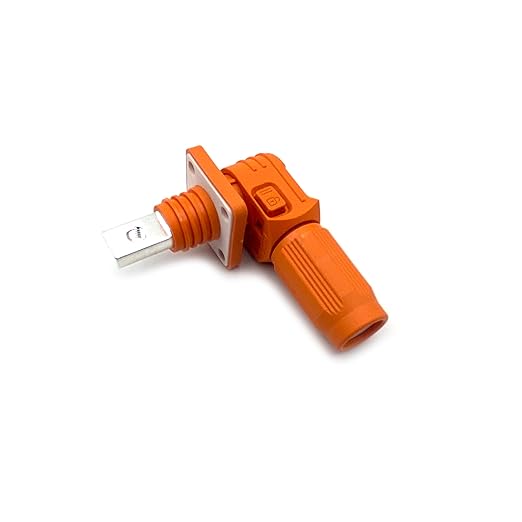 300A Battery Energy Storage Connector, 95mm² High Current Connectors IP67 Waterproof Copper Brand Thread Wiring Power Adapter Quick Plug Terminal Right Angle Plug and Socket (1500V Black+Orange)