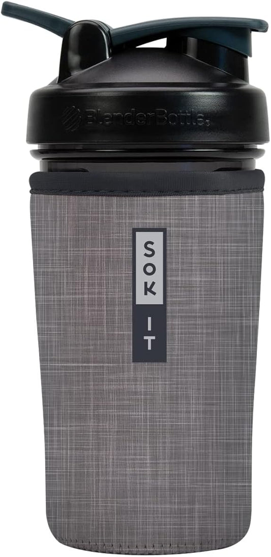 Sok It BotlSok Protein Blender Shaker Bottle Sleeve Insulated Neoprene Cover (Anthracite, Fits 24oz Blender)
