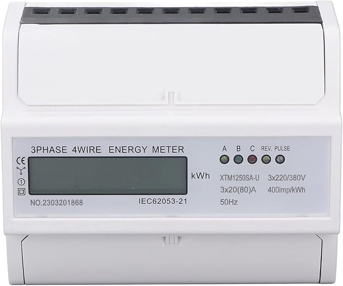 Tyenaza Electric Meter, 3 Phase 4 Wire 7P LCD Digital Display DIN Rail Mount Power Monitor