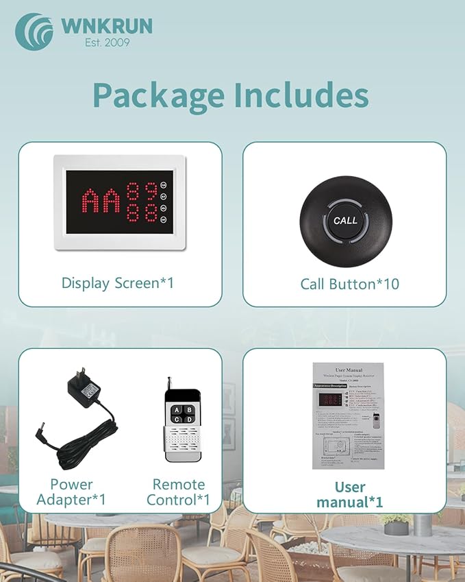 Wireless Calling System Restaurant Pager System Caregiver Pager for Patient Nurse Alert with 1 Number Display and 10 Waterproof Call Buttons for Elderly Clinic Nursing Center Hospital