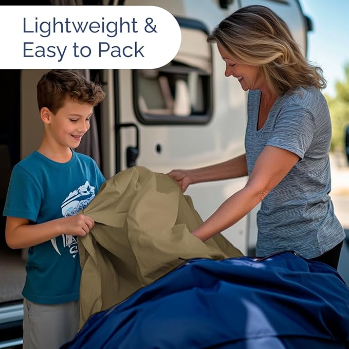 RV Short Queen Sheet Set 60 X 75 - 4 Piece RV Short Queen Bed Sheets - Soft, Breathable & Cooling - Designed for Bunks, Trailers and Campers - Fits 8” to 12" Mattress - Hotel Luxury Bedding - Khaki