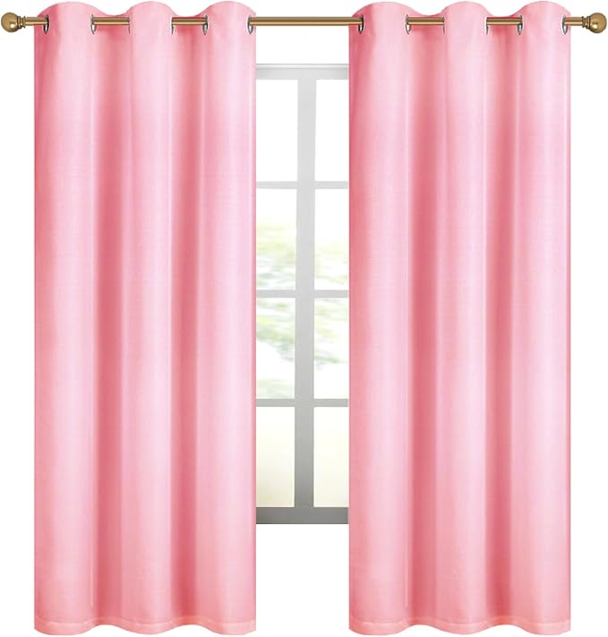Diraysid 100% Blackout Curtains Pink Linen Curtains - Image 7