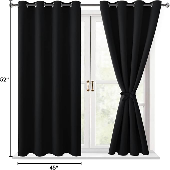 Blackout Curtains for Bedroom, 2 Drape Panels, 52 x 45 Inch | Thermal Insulated - Image 9