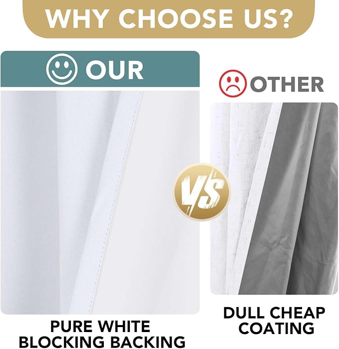 H.VERSAILTEX White Blackout Curtains, Thermal Curtains 96 inches Long 100% - Image 3