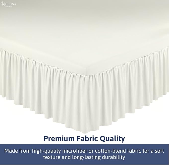 KRISHNA Ruffled Bed Skirt with Split Corners Twin, 100% Microfiber Hotel Quality, 10 Inch Drop Dust Ruffle Gathered Bedskirt with Platform, 39" x 75", Ivory