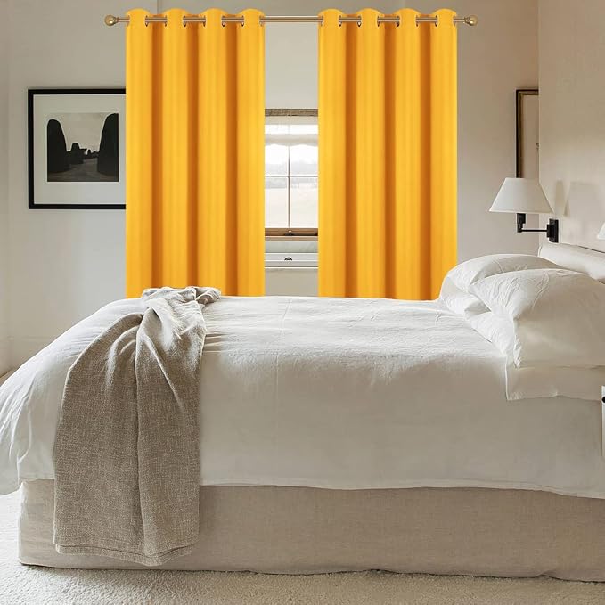 Diraysid Yellow Grommet Blackout Curtains - Image 4