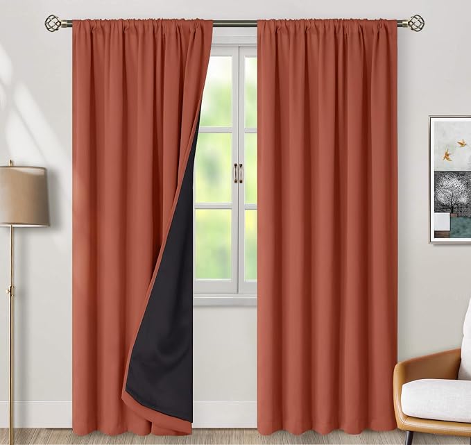 BGment Terracotta 100% Blackout Curtains 84 Inches Long - Image 2