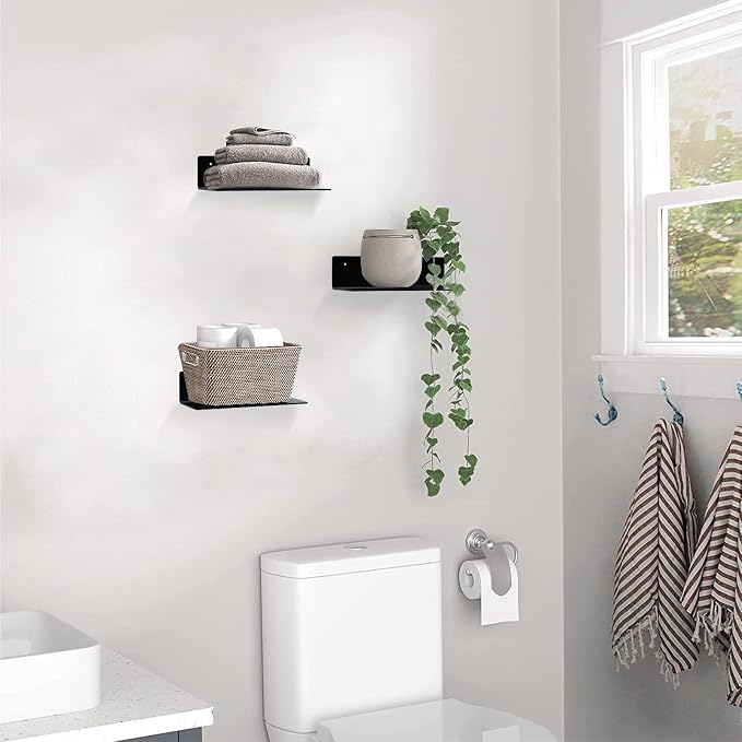 9 Inch Acrylic Floating Shelf No Drill Adhesive Wall Shelf Set of 2 - Image 2