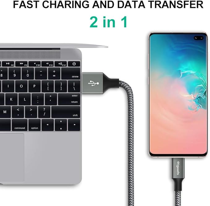 etguuds USB A to USB C Cable 6ft, 2-Pack, 3A Fast Charging Type C Charger Cord for iPhone 17 16 15 Pro Max 16e 17 Air, Samsung Galaxy S25 S24 S23 S22 S21 S20 A17 A16 A56 A55 Flip Fold, Gray