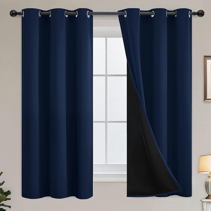 Yakamok Navy Blue Blackout Curtains 63 inches Long by Yakamok