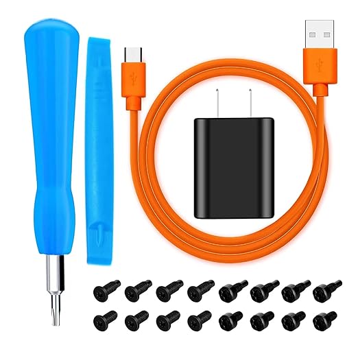 CYJJZQ Fast Wall Charger Charging Cable Cord Orange & Replacement Ring Doorbell Screwdriver Blue Screw Kit Fit for Fits All Ring Video Doorbell Models