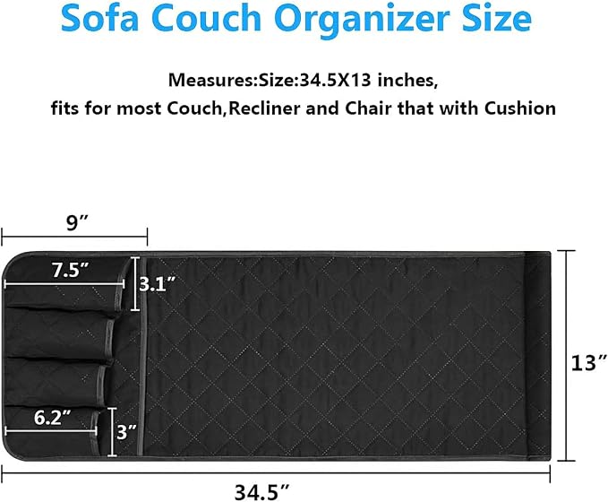 Armchair Caddy for Recliner, Non Slip Sofa Arm Organizer, Couch Side Storage - Image 4