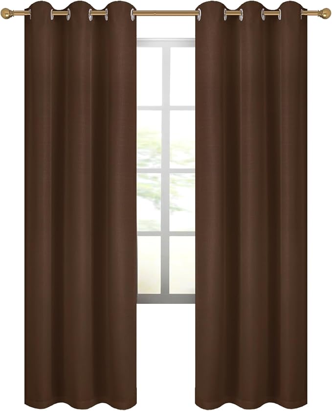Diraysid 100% Blackout Curtains Chocolate Brown Linen Curtains - Image 7