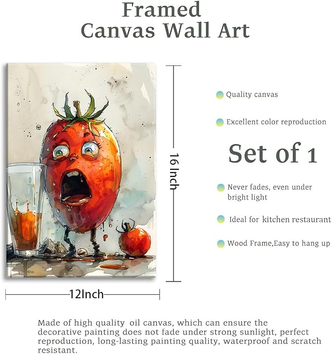 OIQArtOIQ Funny Kitchen Wall Art, Weird Kitchen Wall Decor, Vegetable Paintings - Image 6