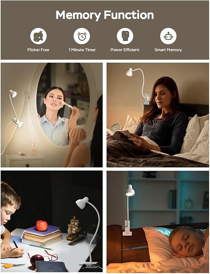 LiFMIRA Clip on Lamp USB Reading Light, Desk Lamp - Image 6