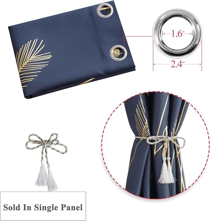 Navy Blue Blackout Curtain Extra Wide - Image 7