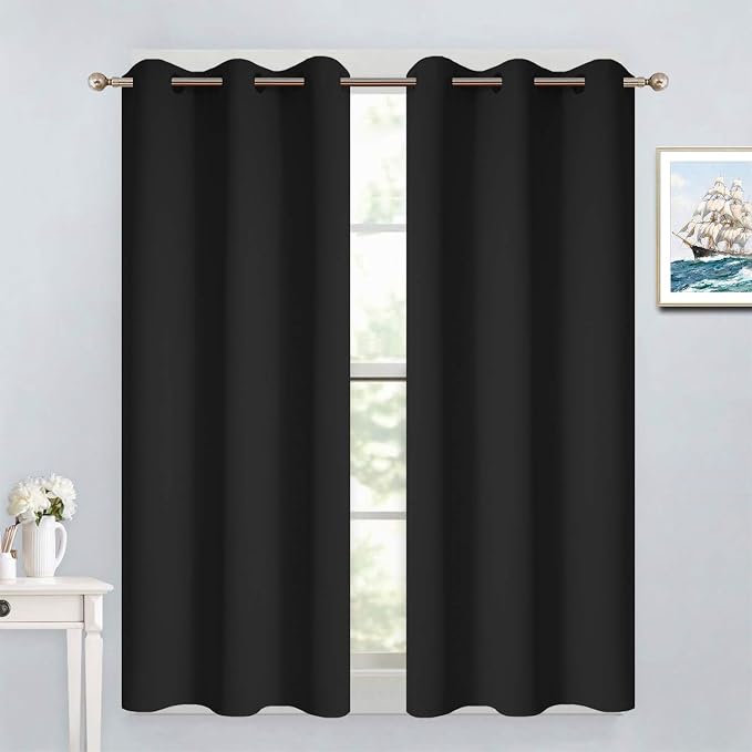Yakamok Blackout Curtains 38x54 inch Black Thermal Drapes-Bedroom | 2 panels by Yakamok