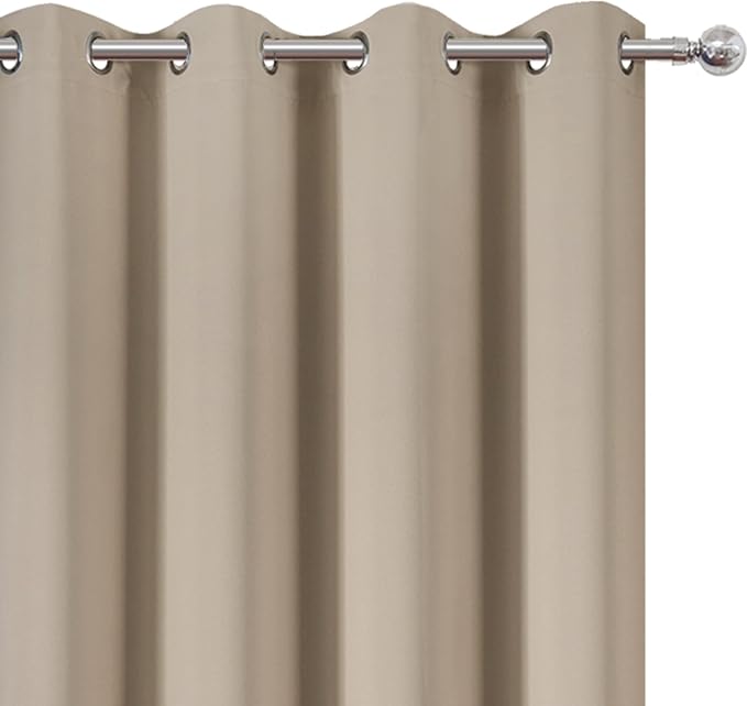 Blackout Curtains 66 x 54 Inch Long Khaki Curtains Set of 2 Panels Room - Image 6