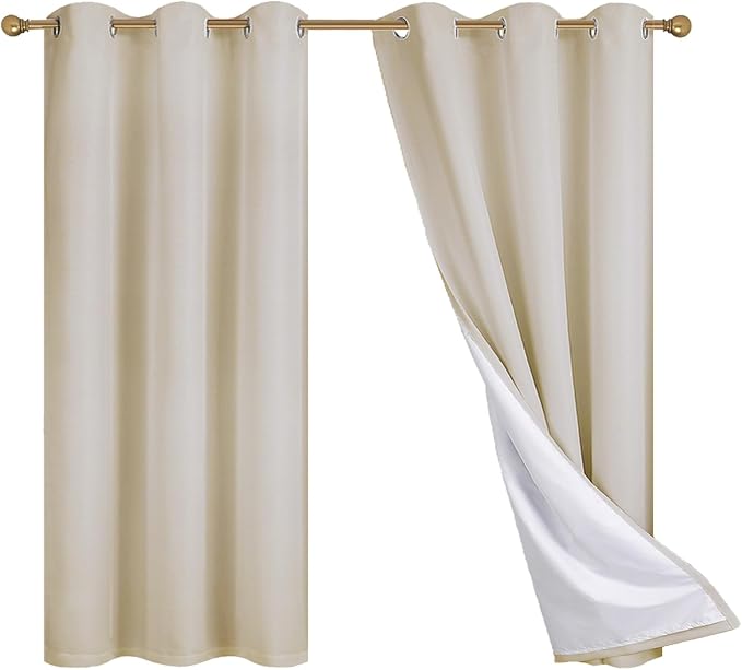 Diraysid 100% Blackout Curtains Light Beige Linen Curtains - Image 9