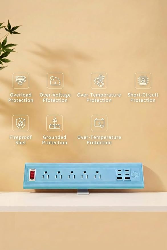 Desk Clamp Power Strip with Nightlight, 40W Fast Charging, 6FT Extension Cord - Image 6