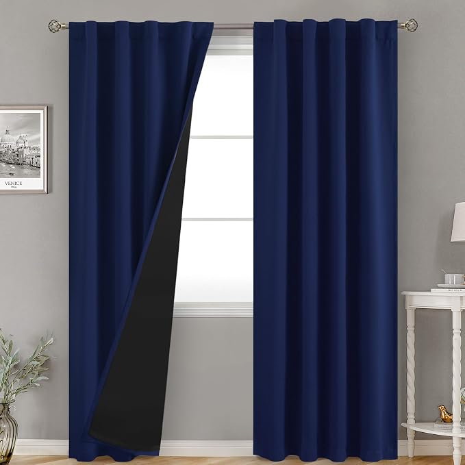 BGment Navy Blue 100% Blackout Curtains by BGment