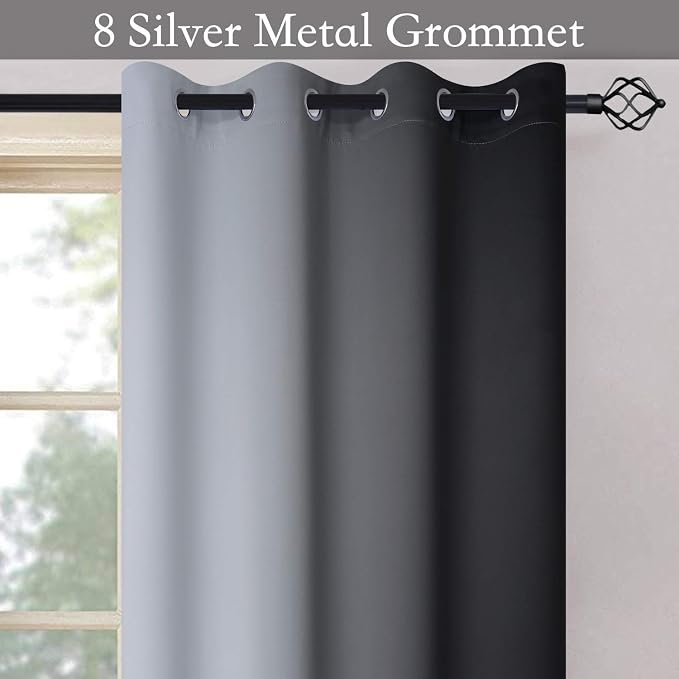 SimpleHome Ombre Black to Grey White Curtains - Image 5