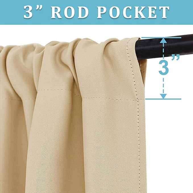 RYB HOME Short Curtains for Bedroom, Room Darkening, Rod Pocket | Thermal - Image 2