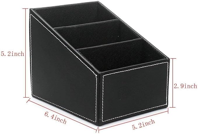 Black PU Leather Remote Controller Holder TV Guide CD Caddy Organizer - Image 5