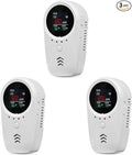 3PCS 5-in-1 Rechargeable Carbon Monoxide & Natural Gas Detectors with Temperature/Humidity LCD Display & 2000mAh Lithium-ion Battery, Portable Plug in Co Detector for Home Travel RV Essentials